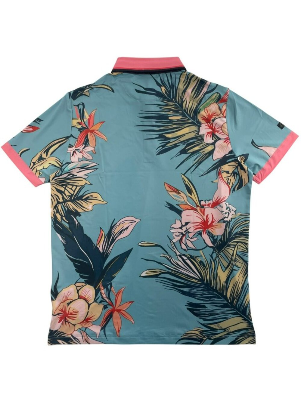 Sunday Swagger Polo Stretch Golf Hawaiian Floral Shirt Blue Pink Men's Sz M NEW - Picture 2 of 7